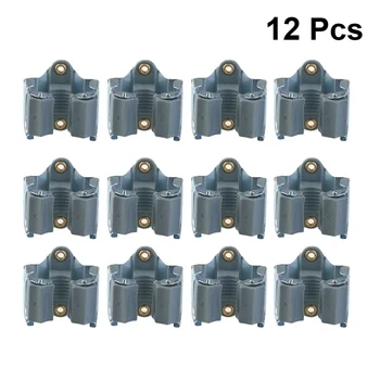

12PCS Wall Mounted Mop Broom Clip Garden Tool Holder Storage Clamp for Bathroom Kitchen (Grey)