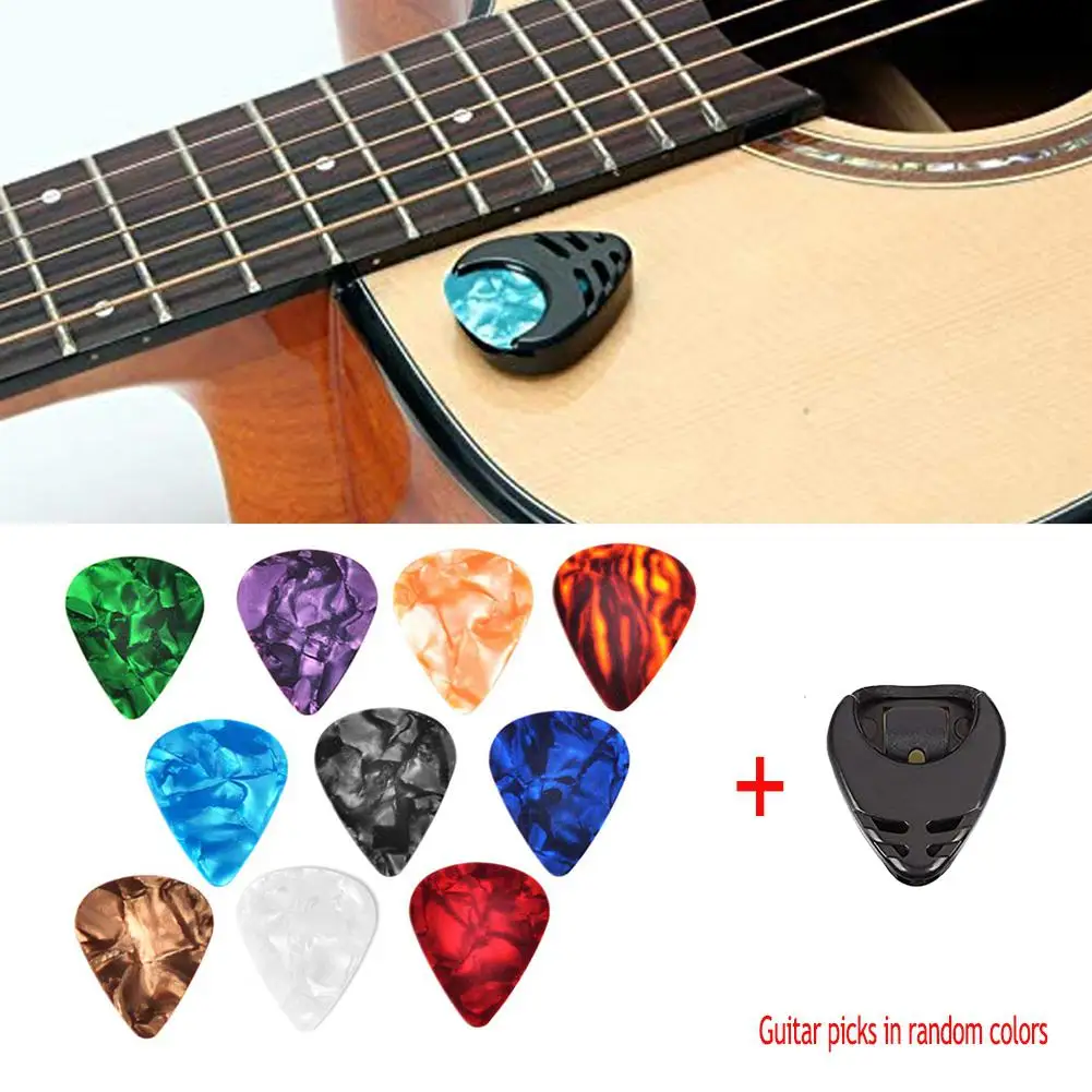 Pick-Holder-Set Guitar-Picks Acoustic-Guitar Bass Ukulele 10pcs for Random-Color