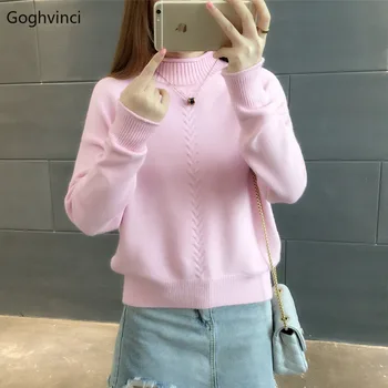 

Pullovers Women Solid Turtleneck Basic Top Womens Sweater Pullover Candy Color Korean Style Leisure Trendy Female Harajuku Chic