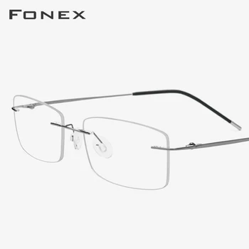 

Titanium Alloy Eyeglasses Frame Men Ultralight Square Prescription Myopia Optical Rimless Glasses Frame Women Korea Eyewear 3126
