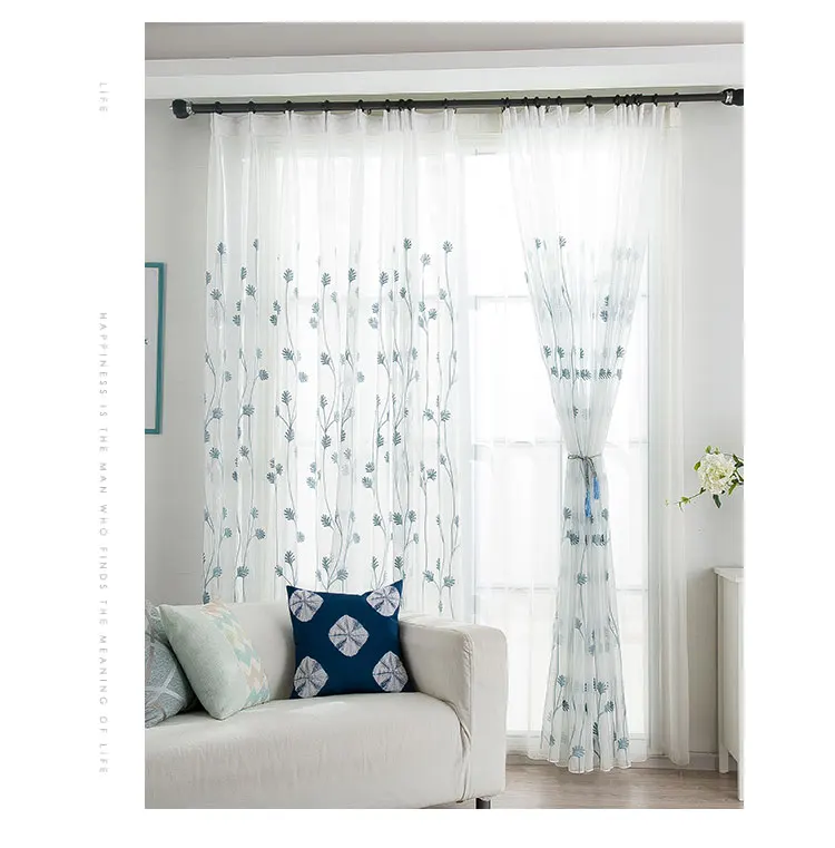 Modern embroider yarn Curtains white tulle curtians For Living Room Kitchen Modern Window tulle Curtain Home Decoration Drapes