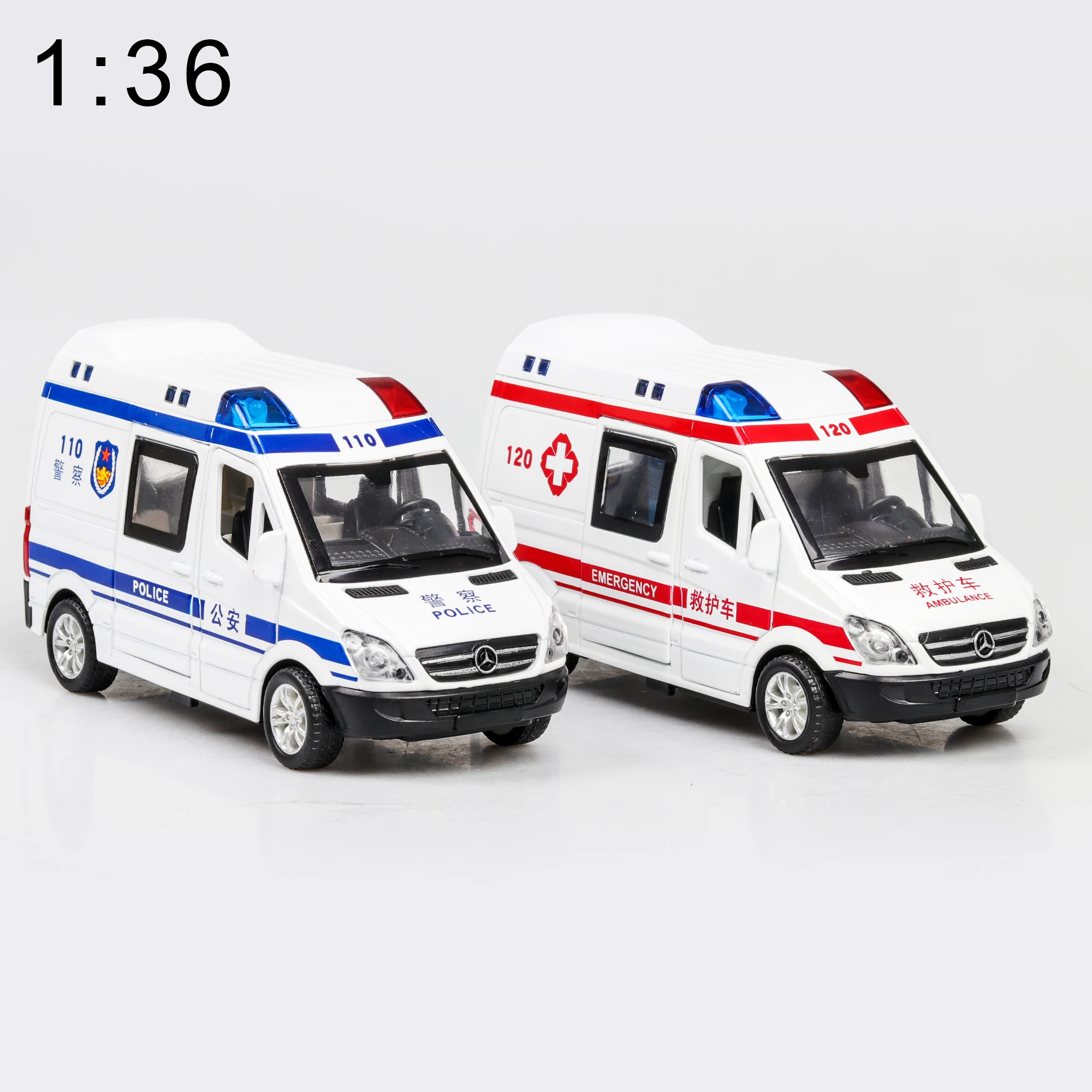 Koop 132 Ziekenhuis Redding Ambulance Politie Diecast Metaal Model Auto Met Pull Back Geluid Licht Voor Kinderen Speelgoed Geschenken Gratis Verzending