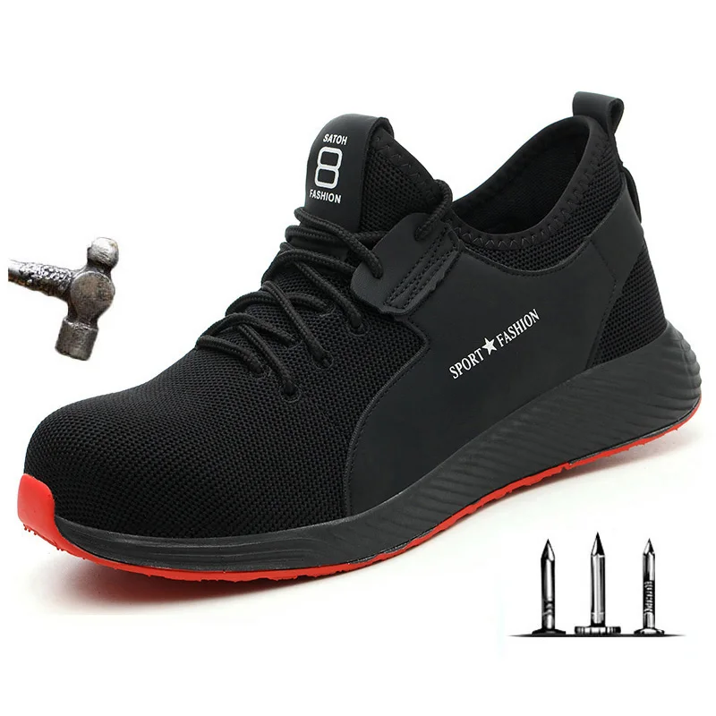 01 men safety shoes Мужские и женские рабочие ботинки со стальным носком размера плюс 36-46, модные легкие кроссовки, повседневная мужская обувь RXM124 - Цвет: 01 men safety shoes
