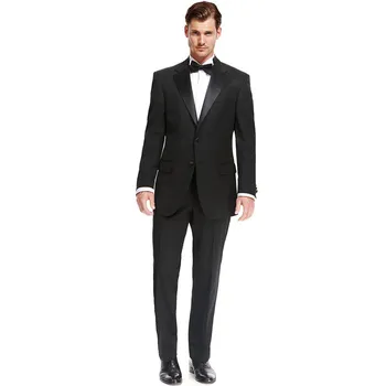 

Custom Made New Style Fashion Black 2 Piece Mens Groom Tuxedo Wedding Suits Groomsman Tailcoats Men Suits (Jacket+Pants) Z621