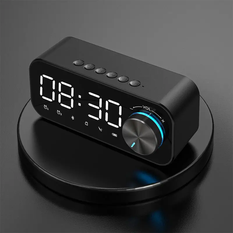 Mirror Alarm Clock Bluetooth Speaker LED Digital Display Radio Alarm Clock Radio Wireless Subwoofer Music Player Table