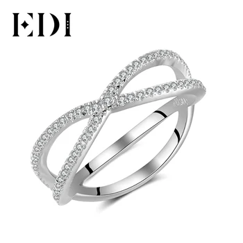 

EDI Criss Cross Eternal 0.33cttw Round Natural Diamond Rings Real 14k White Gold Wedding Bands For Women Fine Jewelry