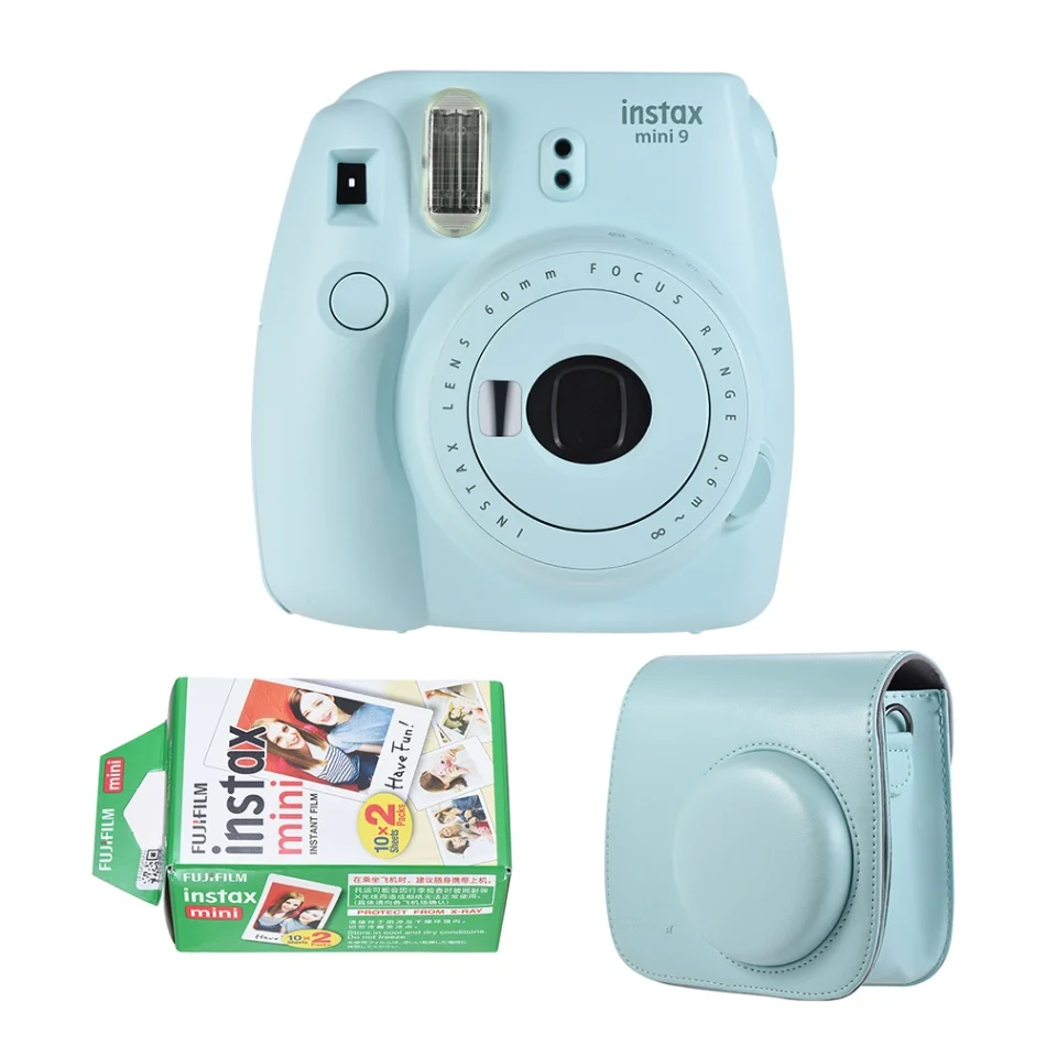 with 20Sheets film 1 Fujifilm Instax Mini 9 мгновенная камера пленочная камера с зеркалом для селфи Ice Blue с 14 в 1 комплект аксессуаров чехол для камеры фильтр+ альбом - Цвет: with 20Sheets film 1