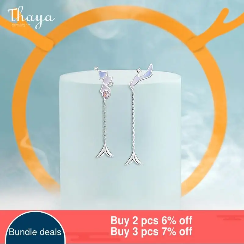 Thaya-pendiente colgante plata de primera ley para mujer, aretes, plata esterlina 925, color morado claro, chino, 100% ► Foto 2/6
