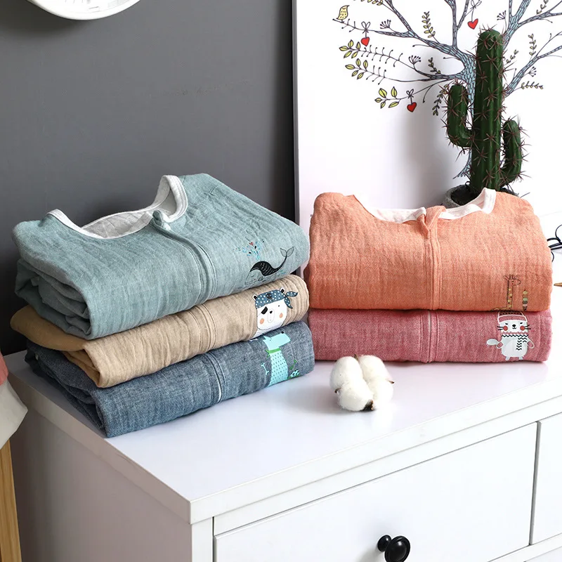 Toddler Sleepsack Long Sleeve Baby Infant Sleep Gown Muslin Newborn Split Leg Cotton Sleeping Bag Spring