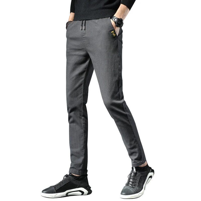

Brand Mens Bussiness Casual Pants Workpants Men Striped Micro Elastic Straight Trousers Bussiness Straight Solid Trousers