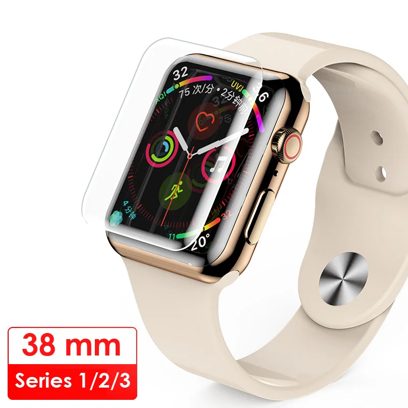 Akcoo 6D полноразмерная пленка для Apple watch 4, 5, серия 40, 44 мм, защитная пленка для экрана, ультрафиолет, полное клеевое стекло для серии 1, 2, 3, 38, 40 мм, пленка - Цвет: for 38mm