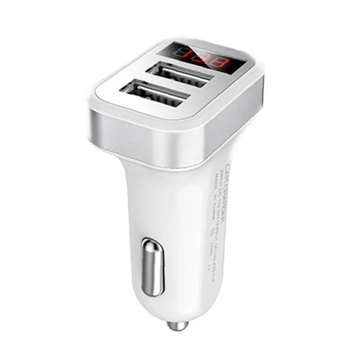 Car Charger Adapter Dual USB Port Fast Charging with LCD Digital Display for iPhone X 8 7 6S Plus Galaxy S9 S8 S7 S6 LG (Silver) |