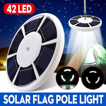 

Outdoor Solar Power Flag Pole Lights 42 LED Black/White Tent Lights Emergency Lamp Flashlight Hook Night Light For Camping