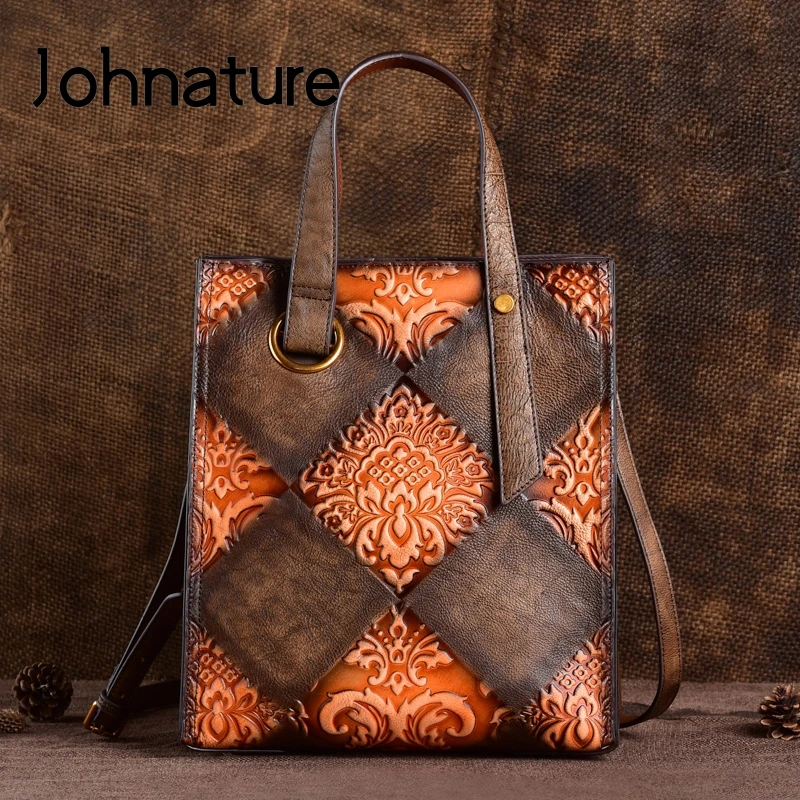 Женская сумочка из натуральной кожи Johnature вместительная сумка через плечо в