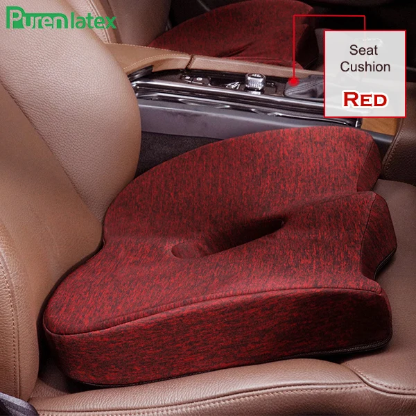 Purenlatex авто подушка для сидения Ортопедическая подушка с эффектом памяти для офисного автомобиля подушка и копчик подушка для радикуляции и боли в спине - Цвет: Red 1 Piece Set