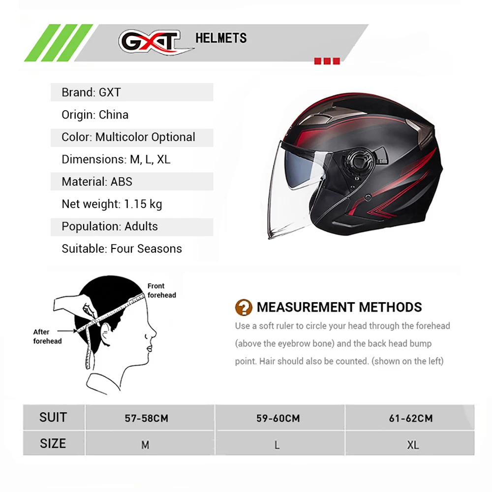 GXT мотоциклетный шлем с открытым лицом двойные защитные козырьки ...