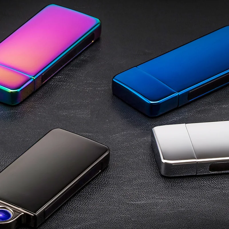 Вращающаяся пожарная USB перезаряжаемая Электронная зажигалка индукция отпечатков пальцев ветрозащитная зажигалка с аркой для сигарет творческие подарки для мужчин