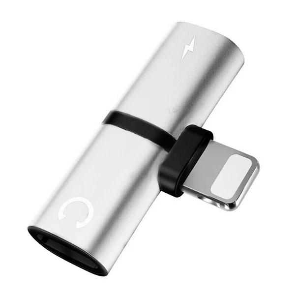 ACCEZZ для iPhone адаптер для iPhone X 8 7 Plus XS MAX XR мобильный телефон адаптер мини двойной осветительный разъем разветвитель AUX - Цвет: Серебристый