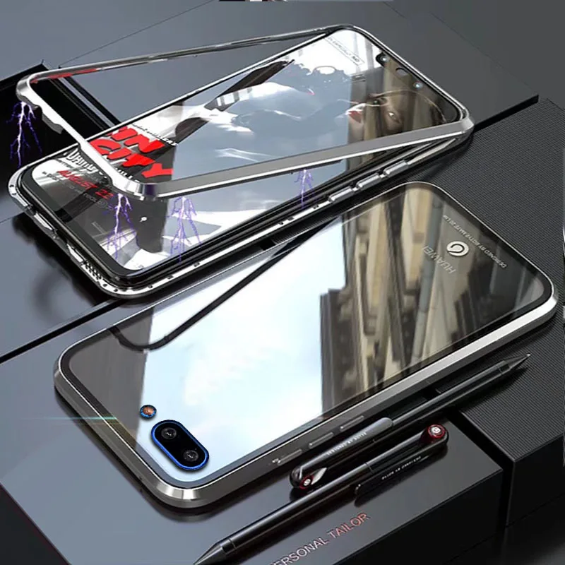 Чехол YonLinTan Coque для huawei Honor 10 lite 10 lite Honor10 Металлическая магнитная рамка жесткое закаленное стекло задняя крышка для телефона
