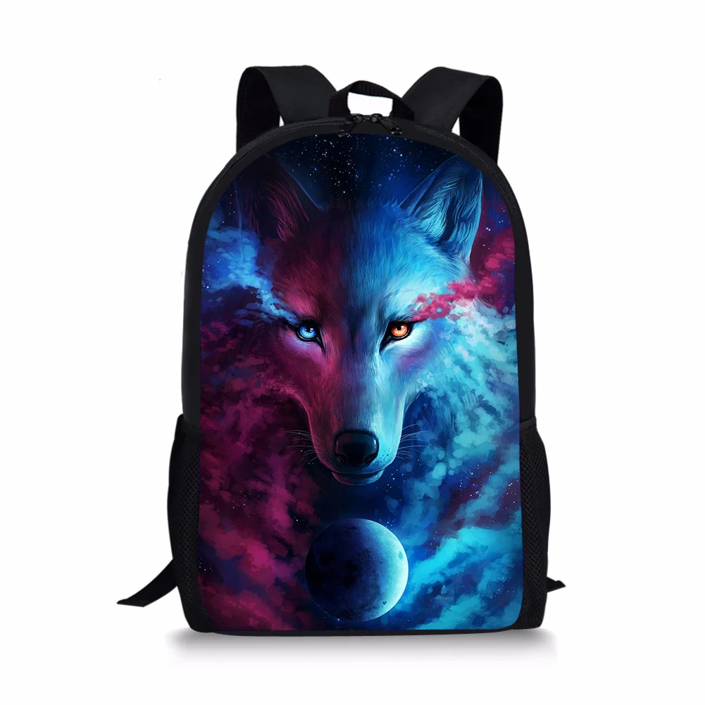 

HaoYun Fashion Children's Backpack Cartoon Wolf Printing Pattern Toddler School Book Bag Cool Animal Women's Travel Backpack