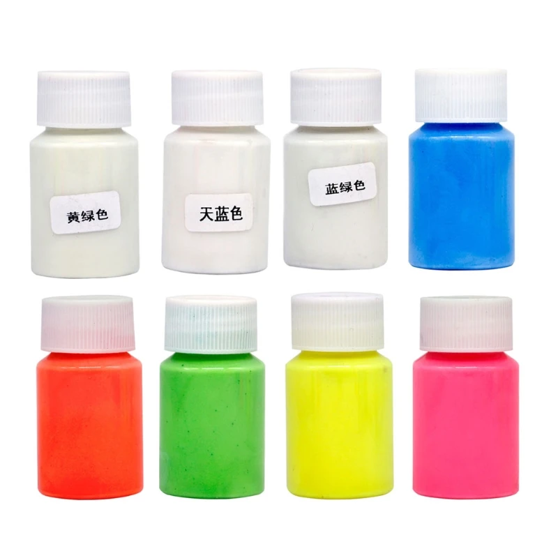 8 Colors Super Bright Luminous Epoxy Resin Pigment Body Art UV Body Paint Set Crystal Mold Soap Making epoxy resin pigment,luminous powder pigment,luminous powder paint,soap dye pigments
