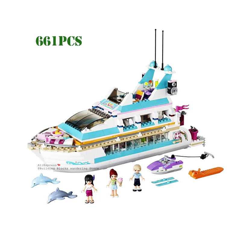 

01044 Friends Set Girl Series Toys Dolphin Cruiser Competible 41015 Model Building Blocks Bricks Educational Kids Toys