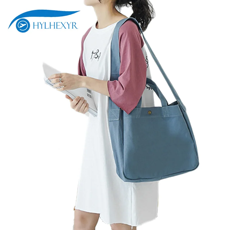 Hylhexyr Canvas Beach Bag Pure Color Casual Tote Travel Shoulder Bags Large Capacity Schoolbag Handbag For Ladies Woman | Багаж и сумки