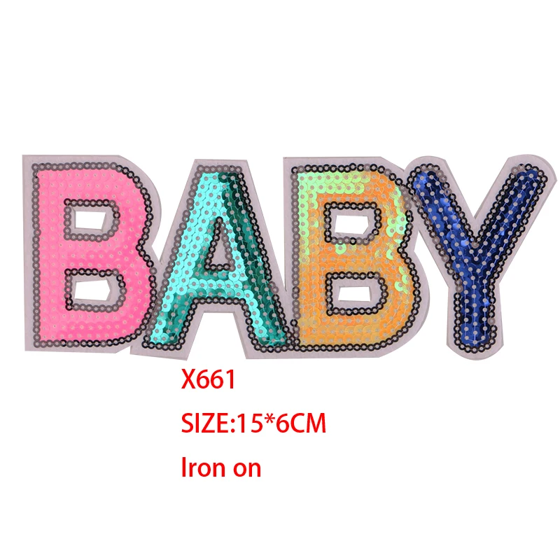 Heart-shaped Love, baby Sequin icon Iron on Patch for Clothing DIY Stripes Clothes Patchwork Stickers for Children Custom Badges