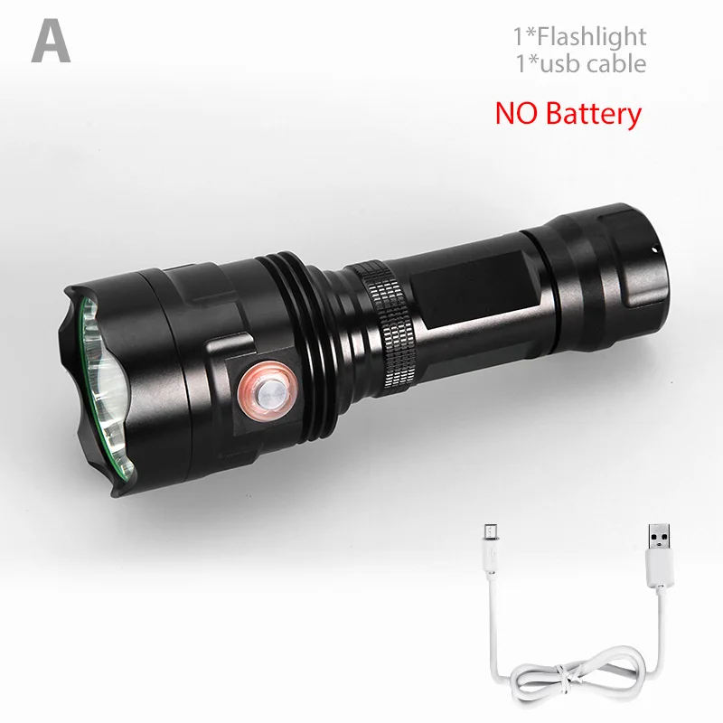 Новейший светодиодный фонарь T1U 1* P90 Xlamp, 6 режимов, серия XHP90, высококачественный фонарь, USB Перезаряжаемый с дисплеем батареи, 1*26650 - Испускаемый цвет: NO battery