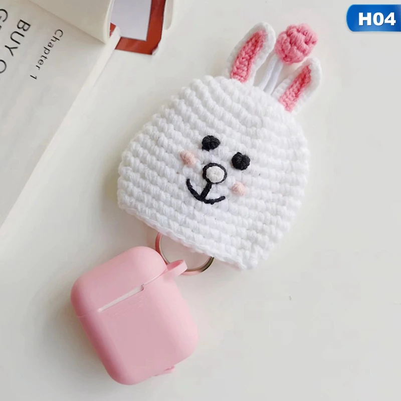 Защитный Трикотажный чехол для Airpods ручной работы с милым мультяшным вязаным шерстяным протектором для Apple air pods антиосенние аксессуары