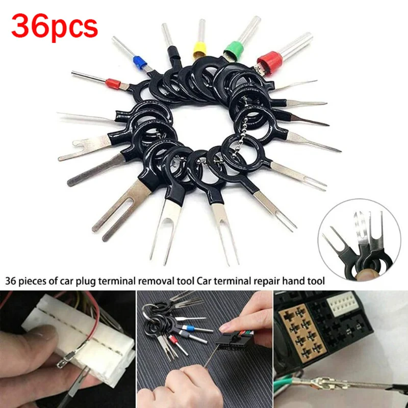 

36 Pcs Pins Terminals Removal Tools, Car Wire Connector Terminal Pin Extractors Puller Remover Repair Tool Set
