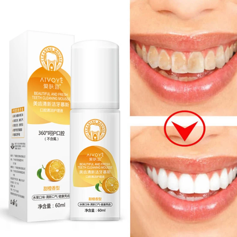 

AIFUYI Whitening Toothpaste Remove Natural Mouth Wash Tooth-Cleaning Mousse Toothpaste Foam Oral Hygiene Orange Scent 60ml