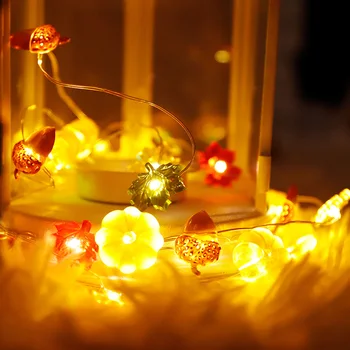 

Acorn Maple Leaf String Lights LED Indoor Decorative Lamp Household Parties Halloween Decoration for Home Xmas Party