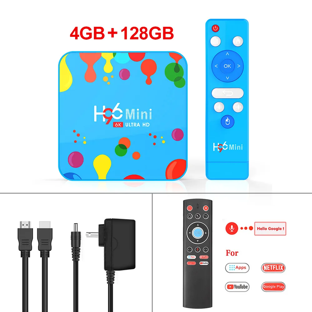 4G128G T1 Макс 4 Гб ОЗУ 128 Гб ПЗУ 6K смарт медиаплеер Android 9,0 ТВ приставка H96 Мини Allwinner H6 четырехъядерный двойной Wifi 32G H96Mini PK X96 Max - Цвет: 4G128G T1