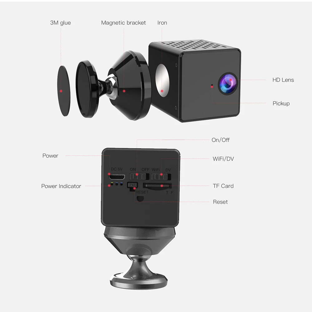 Мини-камера Ip камера 1080 P, портативная беспроводная Wifi камера, домашняя камера наблюдения, камера обнаружения движения, скрытая камера Vigilancia
