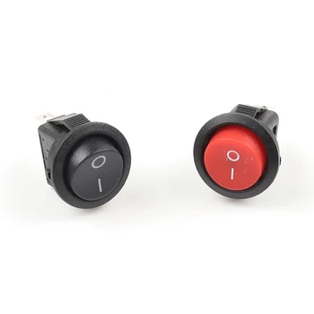 5pcs  KCD1-105 Diameter Small Round Boat Rocker Switches Black Mini Round Black White Red 2 Pin ON-OFF Rocker Switch 1