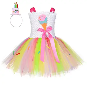 

Cute Girls Halloween Costume Candy Christmas Ice Cream Pattern Kids Dresses for Girls Princess Birthday Party Tutu Dress Vestido