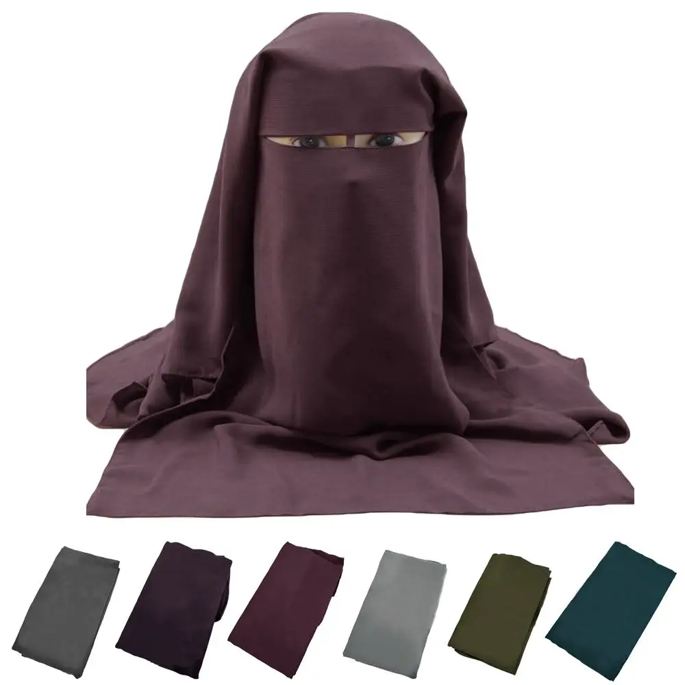 3 Слои никаб мусульманский хиджаб шарф уход за кожей лица крышка вуаль исламский головной платок Бурка длинное Саудовская висячий скромные головка Обёрточная бумага молитва жен, Новинка
