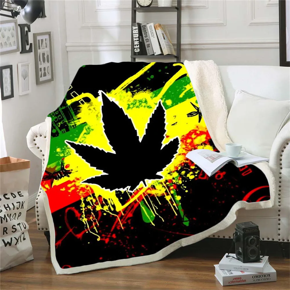 Reggae Singer Bob Marley Weed Skinny Bedspread Throw Bed Blanket Sofa Chair Rest Linen Home Indoor Adult Children 07 | Дом и сад