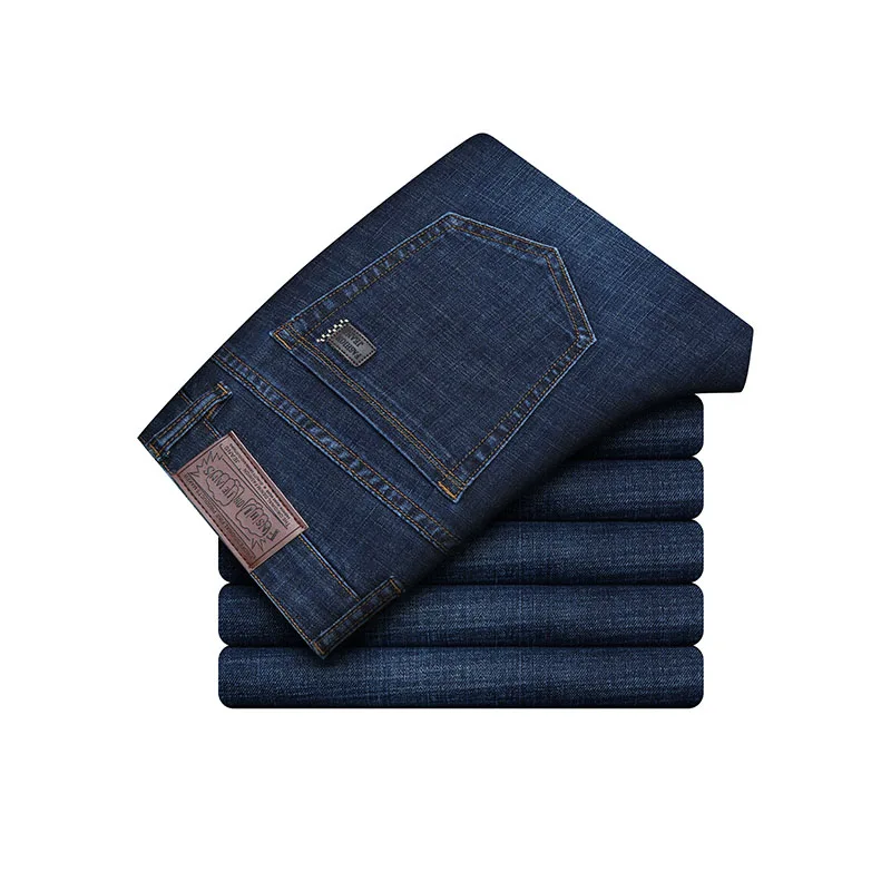 blue Мужские джинсы Homme повседневные штаны для стройных классических брюк синие черные джинсовые рваные Стрейчевые модные обычные мешковатые Большие размеры - Цвет: blue