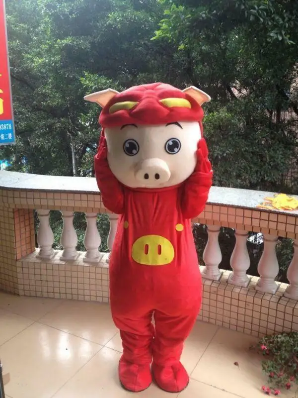

2019 Advertising Costume Parade Mascot Red Pig Boy Animal Go Adult Party Dress us Event Unisex Cartoon Apparel Cosplay Halloween