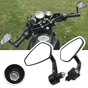 

1 Pair 22mm Motorcycle Rear View Mirrors Black Handle Bar End Side Rearview Mirrors espejos retrovisores para moto mirror moto