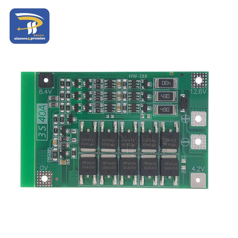 3S 40A 60A литий-ионная литиевая батарея 18650 зарядное устройство PCB плата защиты BMS с балансом для электродвигателя 11,1 В 12,6 в Lipo ячейка