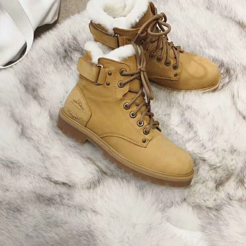 Женские ботинки; женская обувь; chaussures femme; зимняя женская обувь; Теплые ботильоны на шнуровке с круглым носком; botas mujer; Buty Damskie