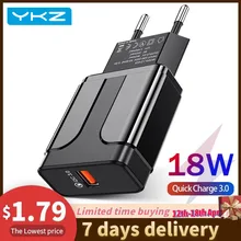 YKZ Handy Ladegerät Quick Charge QC 3,0 4,0 18W Schnelle Lade EU UNS Stecker Adapter Wand USB Ladegerät für iPhone Samsung Xiaomi