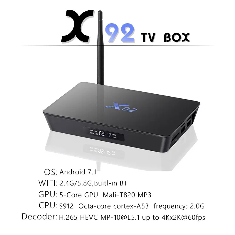 X92 ТВ приставка Android 7,1 3 ГБ 32 ГБ Amlogic S912 Octa Core5G Wifi 4K BT4.0 H.265 двойной Wifi Google Play Youtube приставка