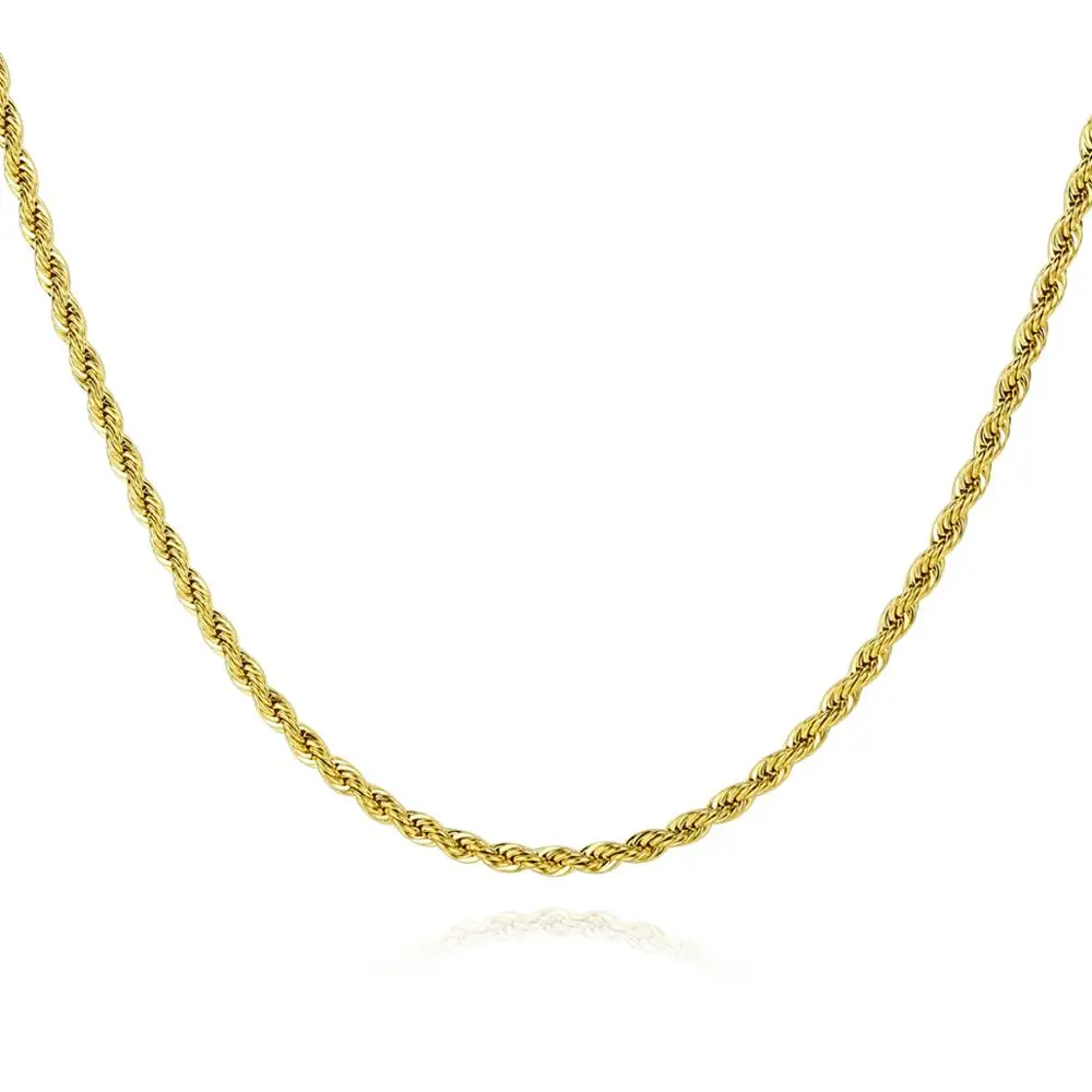 JINSE Men's Chain Necklace Gold Color Rope Chain Necklace Charm Chain Necklace Male Punk Friendship Necklace Hiphop Jewelry Gift