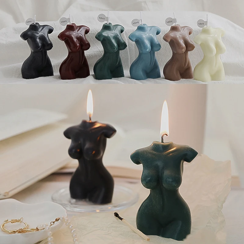 1 шт. Женская Свеча на тело Женский торс форма тела 3D голая свеча восковая статуя