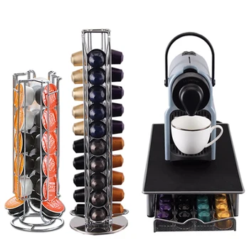 

2019 New 40/18 Rotating Capsule Coffee Pod Holder Tower Stand Rack For Nespresso Coffee Pod Holder Capsules Tower Coffee Stand