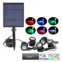 5 RGB солнечной энергии светодиодный подводный прожектор свет хороший для сада плавательная рыба бассейн